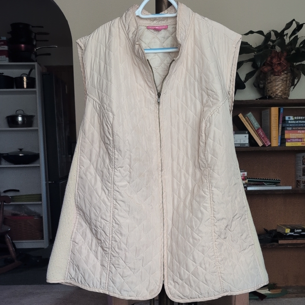 Woman Within Beige Quilted Vest